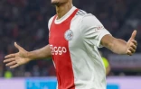 L'attaquant de l'Ajax Amsterdam Sébastien Haller célèbre son but contre Dortmund en Ligue des champions le 19 octobre 2021 à Amsterdam