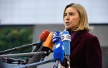 La chef de la diplomatie de l'UE Federica Mogherini lors d'une conférence de presse à Luxembourg, le 17 octobre 2016