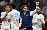Le bonheur des joueurs et de leur entraîneur André Villas-Boas, le 8 février 2020 à l'issue de la victoire de Marseille sur Toulouse au stade Vélodrome