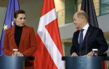 Le chancelier allemand Olaf Scholz et la Première ministre danoise Mette Frederiksen lors d'une conférence de presse, le 28 janvier 2025 à Berlin