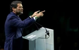 Le chef de l'extrême droite portugaise, André Ventura, lors de la Convention "Europa Viva 24" à laquelle participaient
une dizaine de partis nationalistes européens, le 19 mai 2024 à Madrid