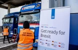 Des documents sont distribués aux routiers pour se préparer aux nouvelles règles du Brexit, au port de Rotterdam, le 1er décembre 2020