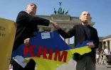 Protesters have already pushed back on the idea of recognising Russia's annexation of Crimea