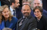 Edouard Philippe et plusieurs de ses ministres, le 25 avril 2019 lors de la conférence de presse d'Emmanuel Macron à l'Elysée à Paris.