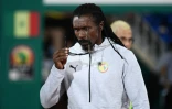 Le sélectionneur du Sénégal Aliou Cissé avant la demi-finale de la CAN contre le Burkina Faso, le 2 février 2022 à Yaoundé