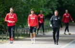 Les joueurs de Cologne avant une séance d'entraînement, le 4 mai 2020