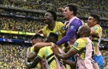 La joie des Brésiliens après le but de Gabriel Martinelli face au Japon (2-1) le 29 juin 2026 à Houston qui les envoie en huitième de finale du Mondial-2026   
