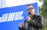 Photo diffusée par la présidence équatorienne montrant le président équatorien Daniel Noboa s'exprimant lors d'un événement public à Cañar, en Equateur, le 7 octobre 2025