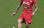 L'attaquant vedette du Pérou Paolo Guerrero lors d'une séance d'entraînement au stade de Khimki, le 19 juin 2018