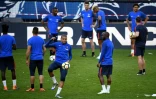 Kylian Mbappé et les Parisiens effectuent leur entraînement de veille de match au Stade de France, le 7 mai 2018, avant la finale contre Les Herbiers 