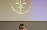 Philippe Lecouffe, alors sous-directeur de la police judiciaire de la gendarmerie nationale, donne une conférence de presse sur la cellule "Ariane" le 18 février 2019 à Issy-les-Moulineaux (Hauts-de-Seine)