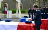 Le Premier ministre Gabriel Attal lors de l'hommage aux deux gendarmes morts en Nouvelle-Calédonie, le 24 mai 2024 à Maisons-Alfort, au sud de Paris