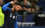 L'attaquant des Bleus Olivier Giroud exulte après avoir inscrit un but contre la Turquie en qualif de l'Euro-2020, le 14 octobre 2019 au Stade de France