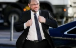 Martin Schulz, leader du SPD, arrive pour de nouvelles discussions sur la formation d'un gouvernement, le 6 février 2018 à Berlin