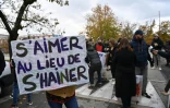 Petite manifestation de "solidarité" après la mort violente de Thomas dans la Drôme et avec les habitants du quartier populaire qui s'estiment ostracisés depuis le drame, le 2 décembre 2023 à Romans-sur-Isère