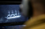 Le voilier école de la marine russe Sedov facilement identifiable par l'Atlantique 2 en mission au-dessus de la mer Baltique le 16 juin 2022