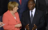 La chancelière allemande Angela Merkel et le président ivoirien Alassane Ouattara lors du sommet européen sur la crise migratoire le 11 novembre 2015 à La Valette 