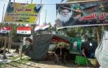 Un campement abandonné par les partisans du leader chiite Moqtada Sadr après leur retrait de la Zone verte, le 30 août 2022 à Bagdad, en Irak