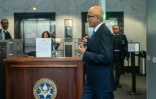 Le patron de Microsoft, Satya Nadella, au palais de justice fédéral à Oakland, en Californie, le 11 mai 2026