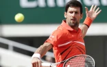 Le Serbe Novak Djokovic lors du match face au Polonais Hubert Hurkacz Ă Roland-Garros le 27 mai 2019