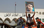 Des partisans du leader chiite irakien Moqtada Sadr en sit-in devant le Conseil suprême de la magistrature, le 23 août 2022 à Bagdad