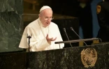 Le pape François lors de son discours devant l'assemblée générale de  l'Onu le 25 septembre 2015 à New York