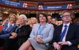 La cheffe du Parti unioniste démocrate (DUP), Arlene Foster (C), au troisième jour du congrès des Tories, à Birmingham le 2 octobre 2018