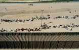 Image aérienne de migrants le long de la frontière sud des Etats-Unis à El Paso, au Texas, le 10 mai 2023
