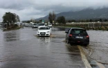Une route inondée à Ajaccio, le 21 décembre 2019 dans le sud de la Corse