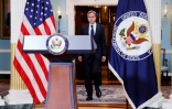Le secrétaire d'Etat amricain Antony Blinken fait son entrée pour un discours après des discussions sur la situation en Afghanistan au Département d'Etat, à Washington, le 30 août 2021
