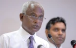 Le candidat de l'opposition à la présidentielle Mohame Solih s'adresse aux médias, le 23 septembre 2018 à Malé, aux Maldives