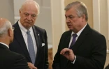 L'émissaire de l'ONU pour la Syrie, Staffan de Mistura et l'envoyé spécial du président Vladimir Poutine pour la Syrie, Alexandre Lavrentiev, le 4 mai 2017 à Astana au Kazakhstan 