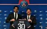 Le président Nasser Al-Khelaïfi présente en grande pompe Lionel Messi comme nouveau joueur du PSG, le 11 août 2021 au Parc des Princes
