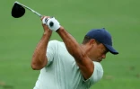 Tiger Woods à l'entraînement sur les greens du Masters d'Augusta, le 5 avril 2022