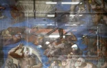 Travaux de restauration de la célèbre fresque du Jugement dernier de Michel-Ange, le 28 février 2026 au Vatican