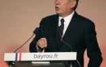 François Bayrou lors de la conférence de presse au cours de laquelle il a annoncé une alliance avec Emmanuel Macron, le 22 février 2017 au siège du MoDem à Paris