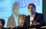 Guy Verhofstadt (d), lors d'un débat avant l'élection du nouveau président du Parlement européen, le 11 janvier 2017 à Bruxelles
