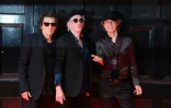 (g-d) Les Rolling Stones Ron Woods, Keith Richards et Mick Jagger pour le lancement de leur nouvel album "Hackney Diamonds", le 6 septembre 2023 au Hackney Empire Ă Londres