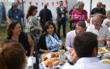 La maire de Paris Anne Hidalgo (C) le 11 septembre 2021 à la Fête de l'Huma à La Courneuve, près de Paris
