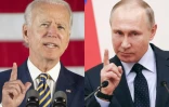 Un montage réalisé le 7 juin 2021 montre le président américain Joe Biden, photographié le 17 juin 2020 à Darby en Pennsylvanie, et son homologue russe Vladimir Poutine près de Moscou le 31 juillet 2018