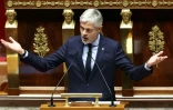 Le chef de file des députés Droite républicaine (DR) Laurent Wauquiez avant le vote à l'Assemblée nationale de la motion de censure du gouvernement de l'ex-Premier ministre Michel Barnier, le 4 décembre 2024