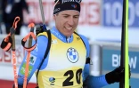 Le biathlÚte français Quentin Fillon Maillet, vainqueur du sprint à Kontiolahti (Finlande), le 5 mars 2022