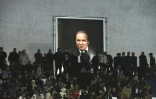 Un portrait du président Abdelaziz Bouteflika lors d'une réunion publique du Front de libération nationale (FLN), le 9 février 2019 à Alger