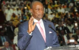 Le président guinéen Alpha Condé lors de sa prestation de serment le 14 décembre 2015 à Conakry