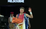 L'Américain Ben Shelton, défait par l'Italien Jannik Sinner en demi-finale de l'Open d'Australie, le 24 janvier 2025 à Melbourne