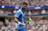 Novak Djokovic lors de la finale de l'US Open contre le Russe Daniil Medvedev, le 10 septembre 2023 Ă New York