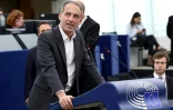 L'eurodéputé et leader de Place publique,Raphaël Glucksmann, au Parlement européen, le 9 octobre 2024 à Strasbourg