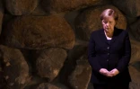 La chancelière allemande Angela Merkel participe à une cérémonie au mémorial de la Shoah à Jérusalem, le 4 octobre 2018