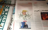 Caricature de Donald Trump dans un journal iranien, le 27 janvier 2026