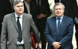 Les fils de Simone Veil, Pierre-Francois (g) et Jean Veil, vendredi 29 juin 2018 au Mémorial de la Shoah